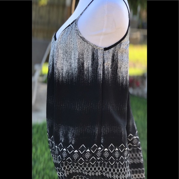 ONE CLOTHING SMALL NWOT Black, Silver and White Strappy Shift Mini Tunic Dress - Picture 7 of 8